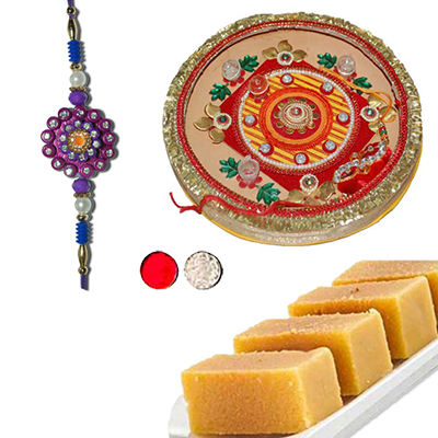 "Rakhi with Pooja Thali - code RPT002 - Click here to View more details about this Product